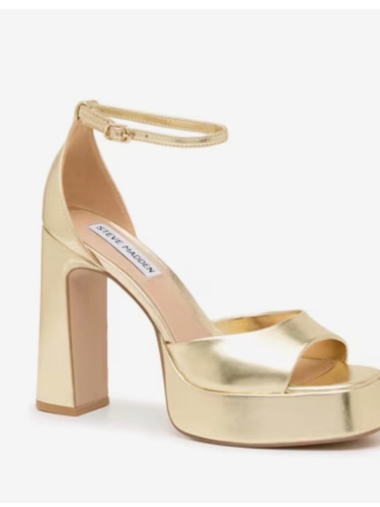 Steve Madden Shoes - Steve Madden Metallic Gold Platform Ankle-Strap Heels
